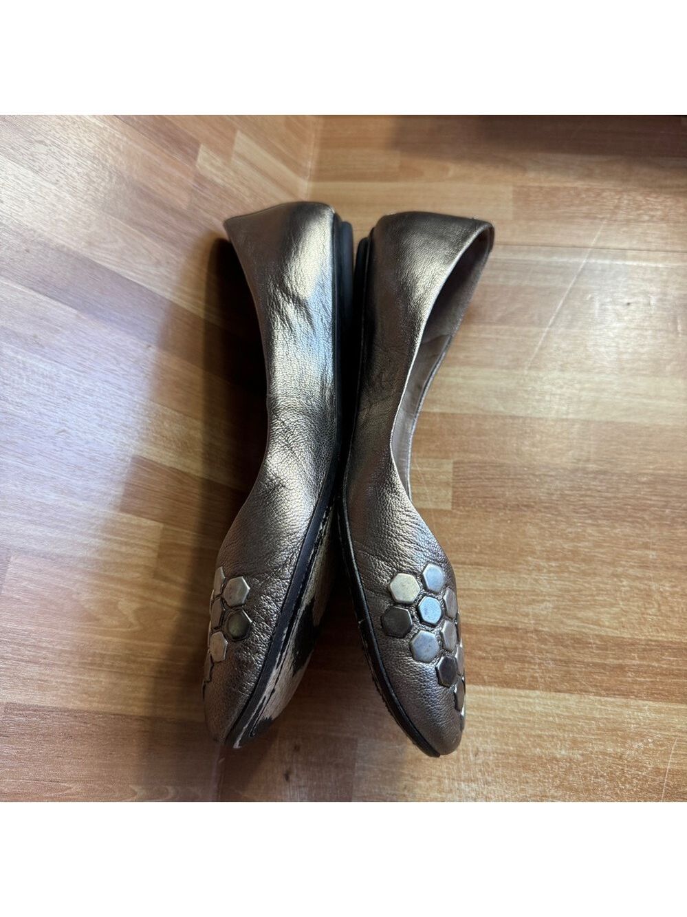 Belle by sigerson morrison pewter capria ballerina flats size 8 - Picture 11 of 13